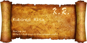 Kubinyi Rita névjegykártya